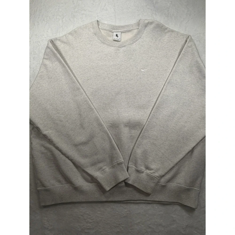Vintage 90's NIKE White Embroidered Swoosh Crewneck Sweatshirt Size 2XL Gray
